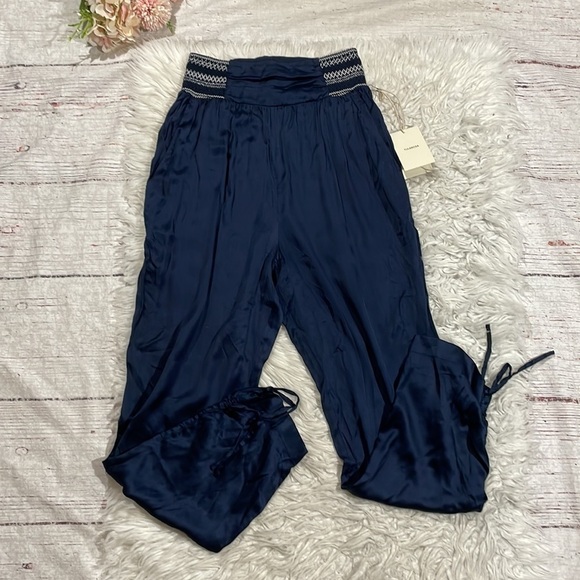 NWT Tularosa Revolve Joey Slate Blue Satin Genie High Rise Pants - Picture 2 of 12